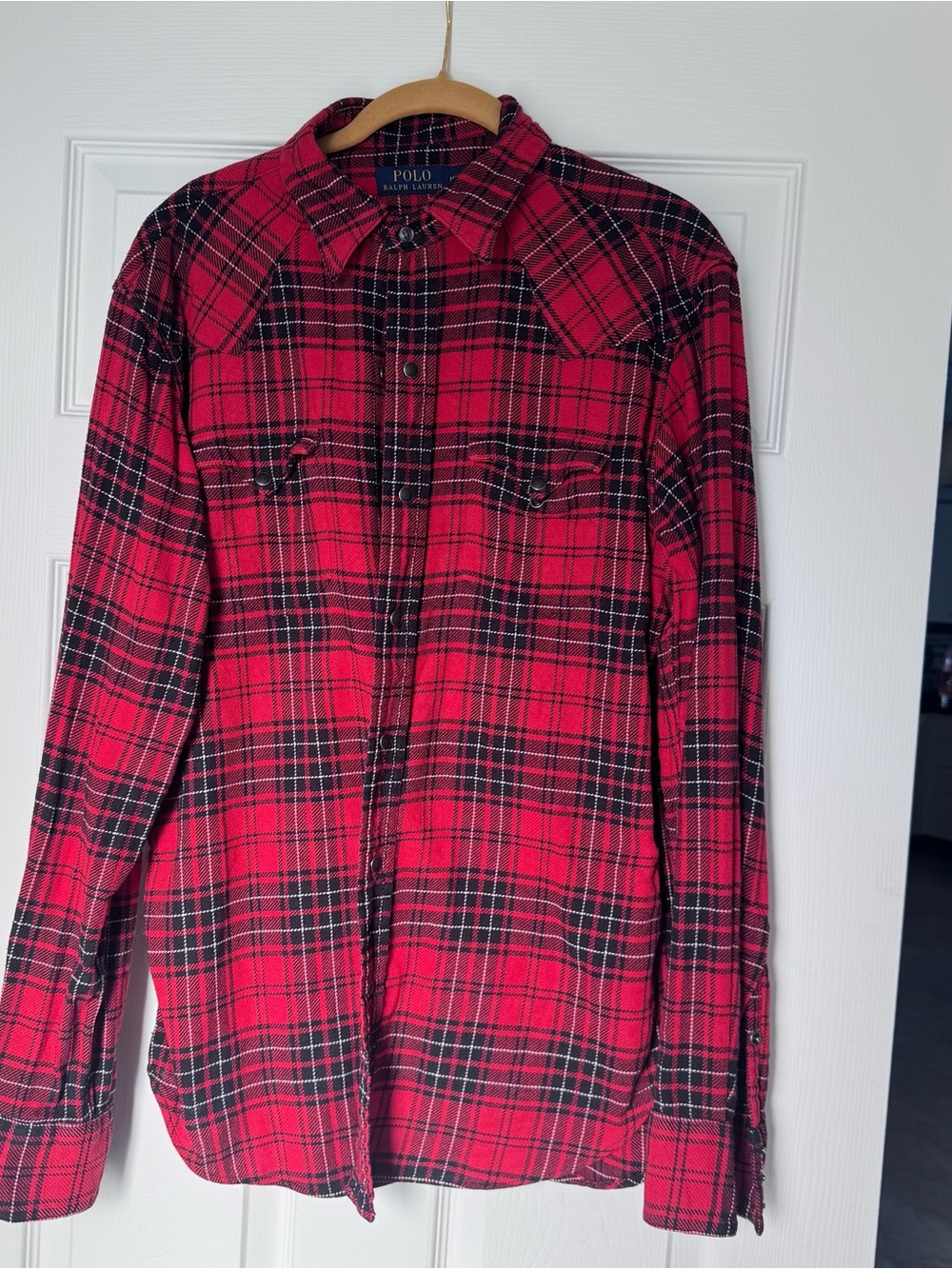 Polo by Ralph Lauren Red and Black Plaid Casual Button-Down Shirt